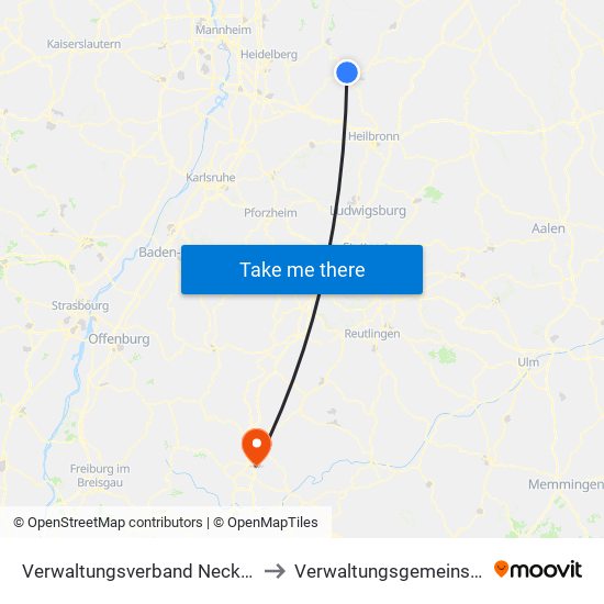 Verwaltungsverband Neckargerach-Waldbrunn to Verwaltungsgemeinschaft Trossingen map