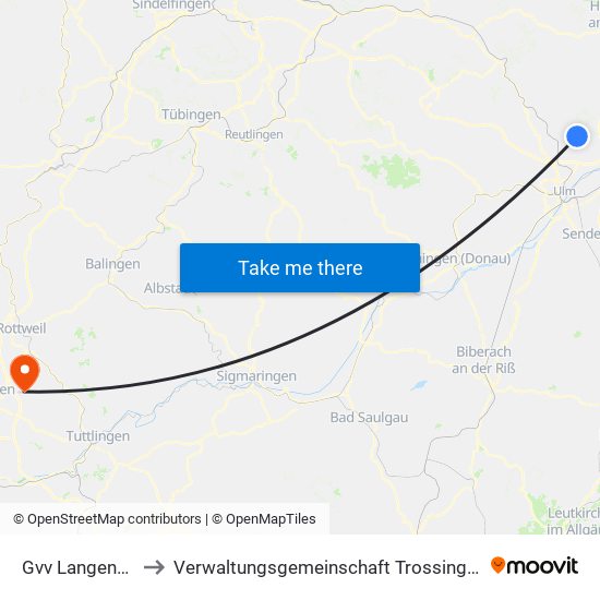 Gvv Langenau to Verwaltungsgemeinschaft Trossingen map