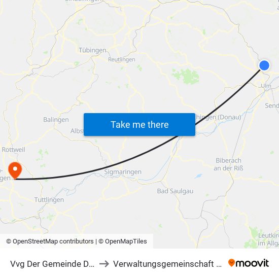 Vvg Der Gemeinde Dornstadt to Verwaltungsgemeinschaft Trossingen map