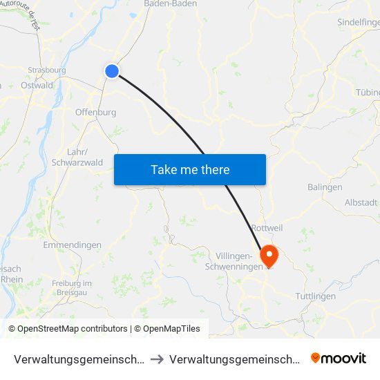 Verwaltungsgemeinschaft Oberkirch to Verwaltungsgemeinschaft Trossingen map