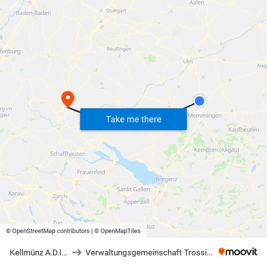Kellmünz A.D.Iller to Verwaltungsgemeinschaft Trossingen map