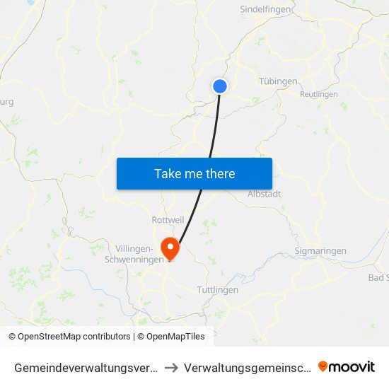 Gemeindeverwaltungsverband Oberes Gäu to Verwaltungsgemeinschaft Trossingen map