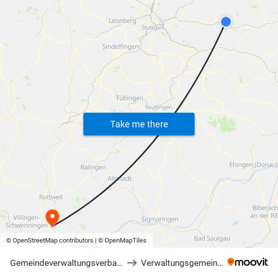 Gemeindeverwaltungsverband Plüderhausen-Urbach to Verwaltungsgemeinschaft Trossingen map