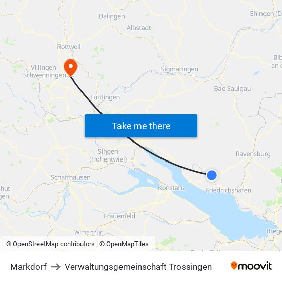 Markdorf to Verwaltungsgemeinschaft Trossingen map