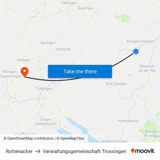 Rottenacker to Verwaltungsgemeinschaft Trossingen map