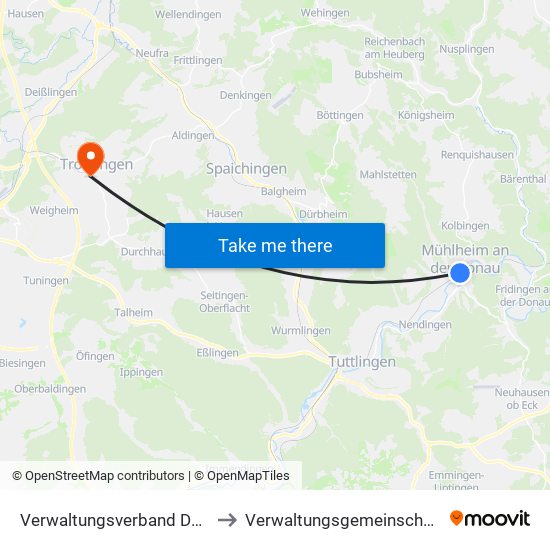 Verwaltungsverband Donau-Heuberg to Verwaltungsgemeinschaft Trossingen map