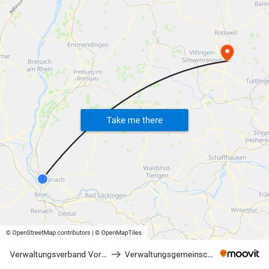 Verwaltungsverband Vorderes Kandertal to Verwaltungsgemeinschaft Trossingen map