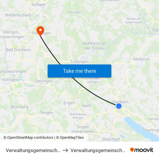 Verwaltungsgemeinschaft Stockach to Verwaltungsgemeinschaft Trossingen map