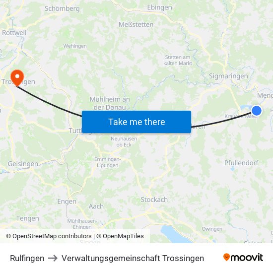 Rulfingen to Verwaltungsgemeinschaft Trossingen map