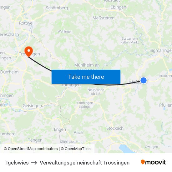 Igelswies to Verwaltungsgemeinschaft Trossingen map