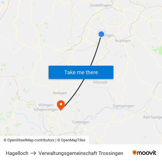 Hagelloch to Verwaltungsgemeinschaft Trossingen map