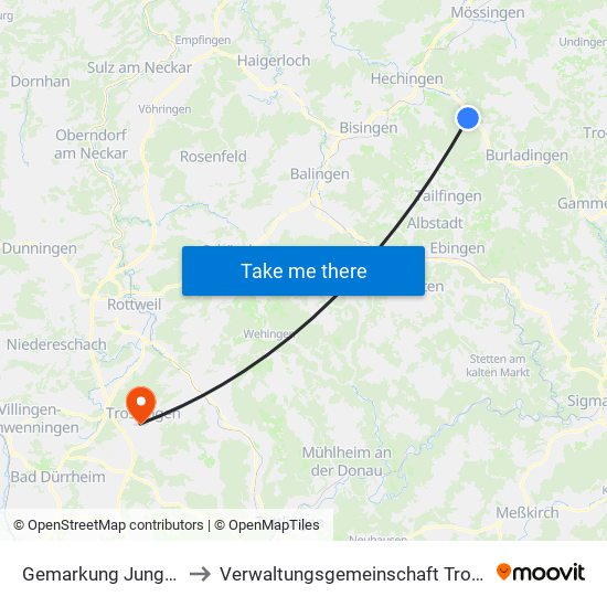 Gemarkung Jungingen to Verwaltungsgemeinschaft Trossingen map