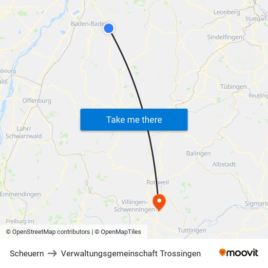 Scheuern to Verwaltungsgemeinschaft Trossingen map