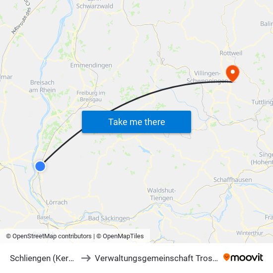 Schliengen (Kernort) to Verwaltungsgemeinschaft Trossingen map