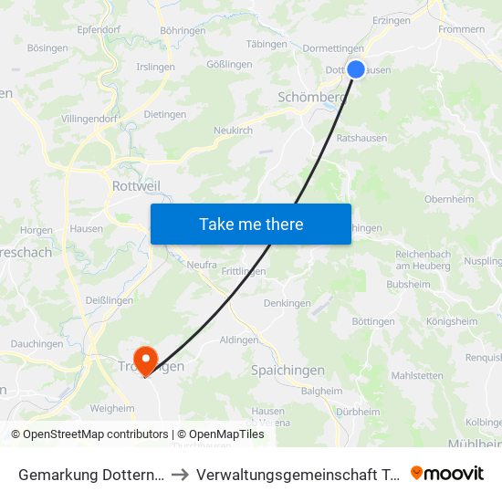 Gemarkung Dotternhausen to Verwaltungsgemeinschaft Trossingen map