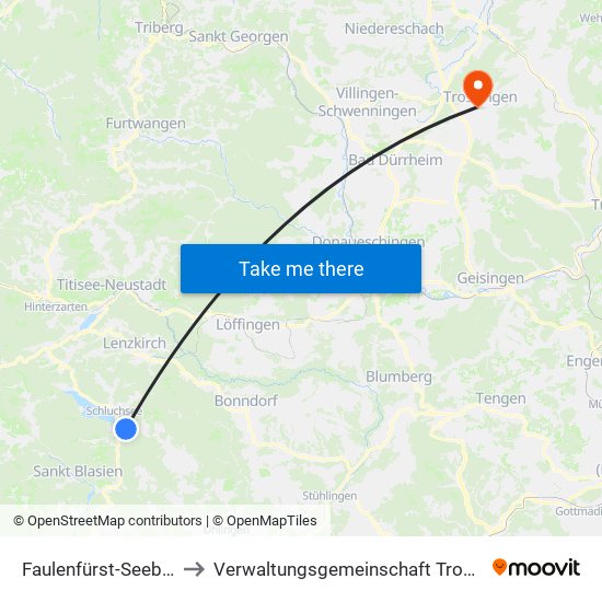 Faulenfürst-Seebrugg to Verwaltungsgemeinschaft Trossingen map