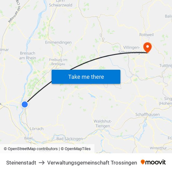 Steinenstadt to Verwaltungsgemeinschaft Trossingen map