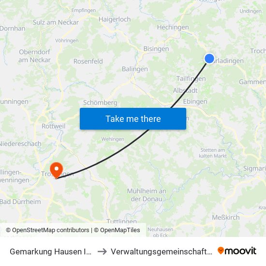 Gemarkung Hausen Im Killertal to Verwaltungsgemeinschaft Trossingen map