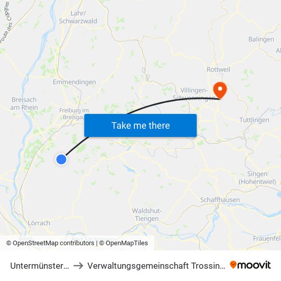 Untermünstertal to Verwaltungsgemeinschaft Trossingen map