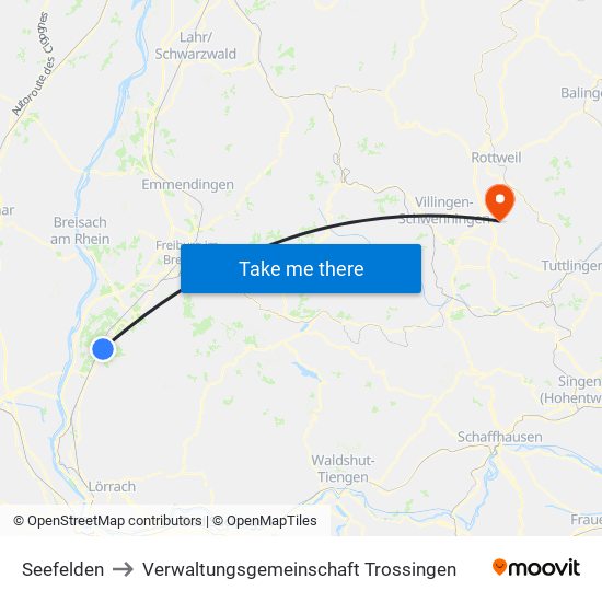 Seefelden to Verwaltungsgemeinschaft Trossingen map