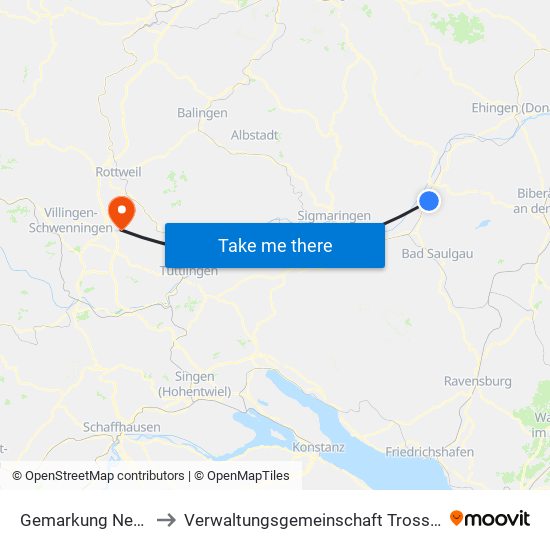 Gemarkung Neufra to Verwaltungsgemeinschaft Trossingen map