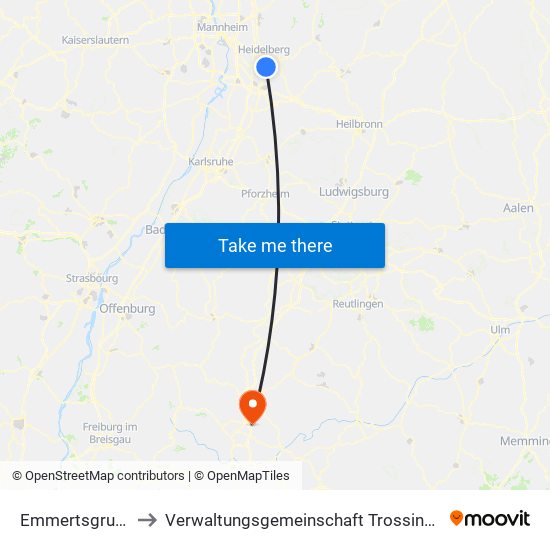 Emmertsgrund to Verwaltungsgemeinschaft Trossingen map