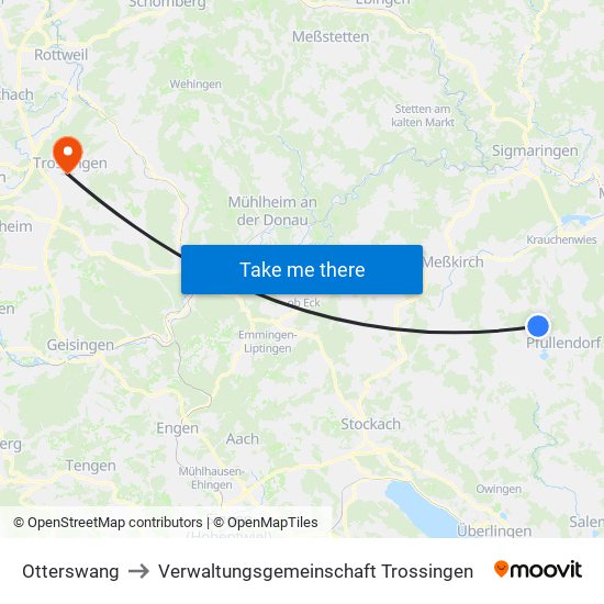 Otterswang to Verwaltungsgemeinschaft Trossingen map