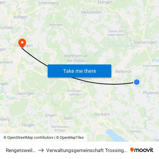 Rengetsweiler to Verwaltungsgemeinschaft Trossingen map