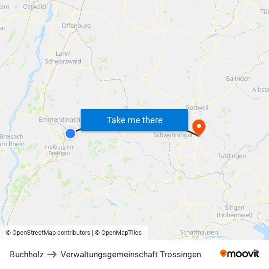 Buchholz to Verwaltungsgemeinschaft Trossingen map