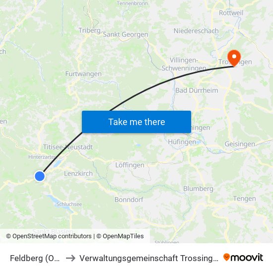 Feldberg (Ort) to Verwaltungsgemeinschaft Trossingen map