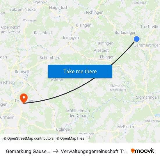 Gemarkung Gauselfingen to Verwaltungsgemeinschaft Trossingen map