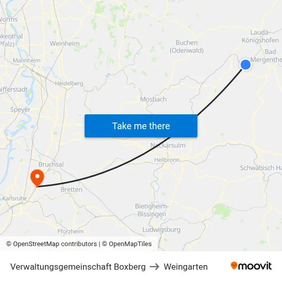 Verwaltungsgemeinschaft Boxberg to Weingarten map