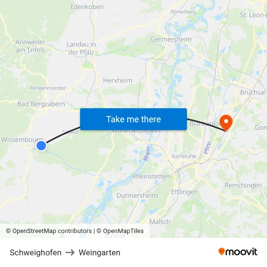 Schweighofen to Weingarten map