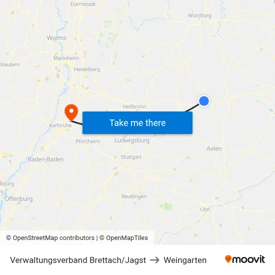 Verwaltungsverband Brettach/Jagst to Weingarten map