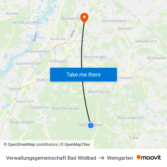 Verwaltungsgemeinschaft Bad Wildbad to Weingarten map