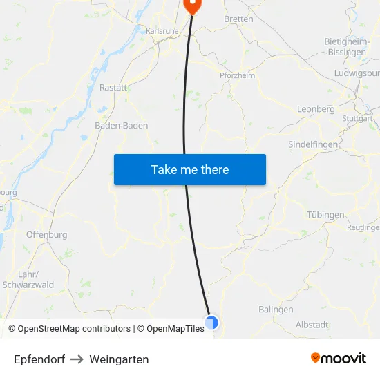 Epfendorf to Weingarten map