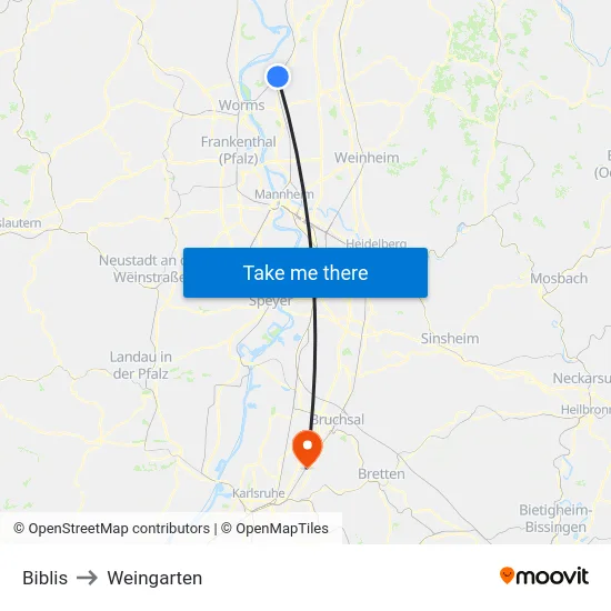 Biblis to Weingarten map