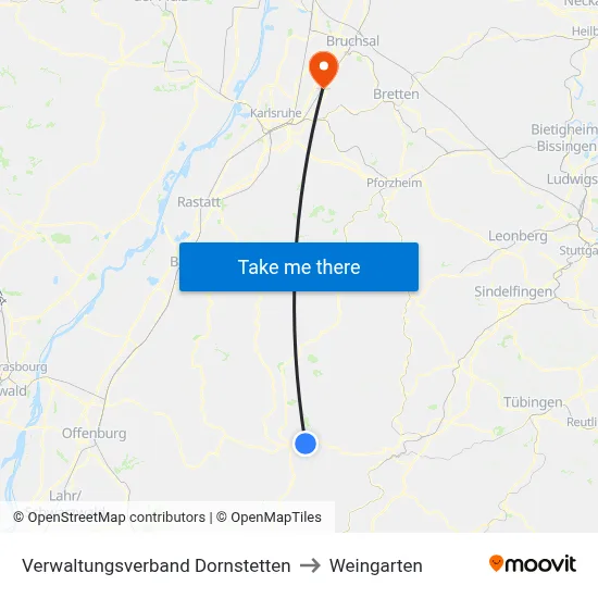Verwaltungsverband Dornstetten to Weingarten map