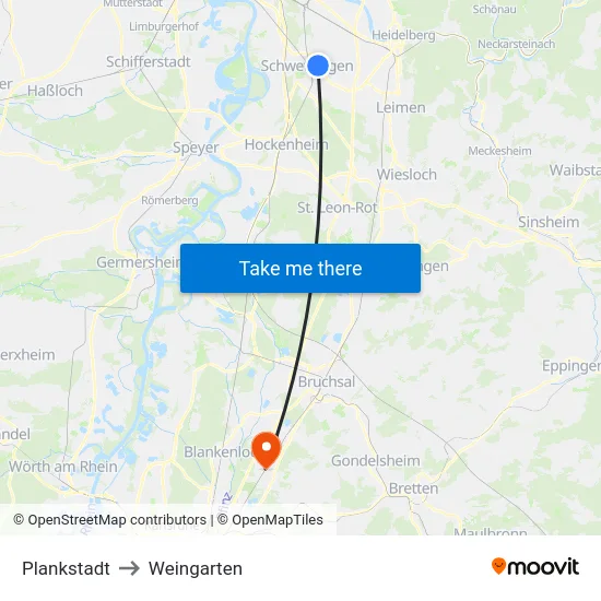 Plankstadt to Weingarten map