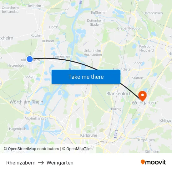 Rheinzabern to Weingarten map