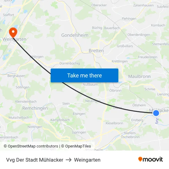 Vvg Der Stadt Mühlacker to Weingarten map