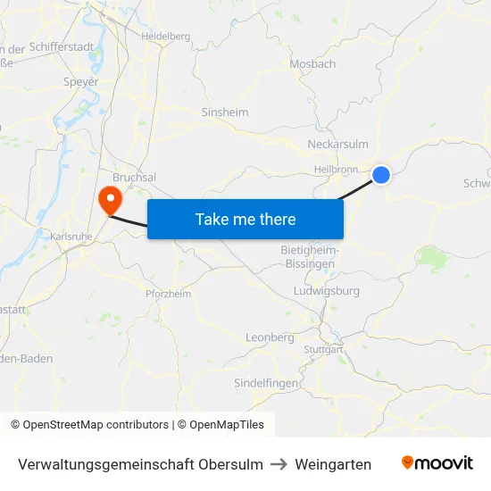 Verwaltungsgemeinschaft Obersulm to Weingarten map