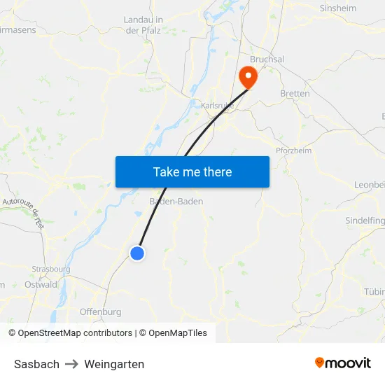 Sasbach to Weingarten map
