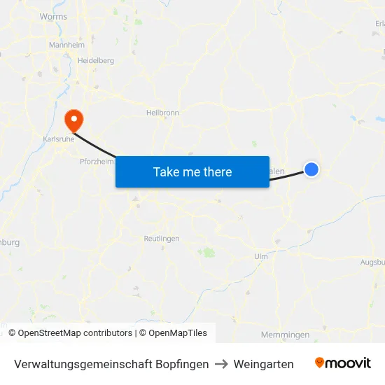 Verwaltungsgemeinschaft Bopfingen to Weingarten map