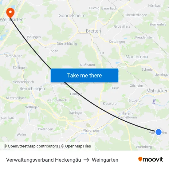 Verwaltungsverband Heckengäu to Weingarten map