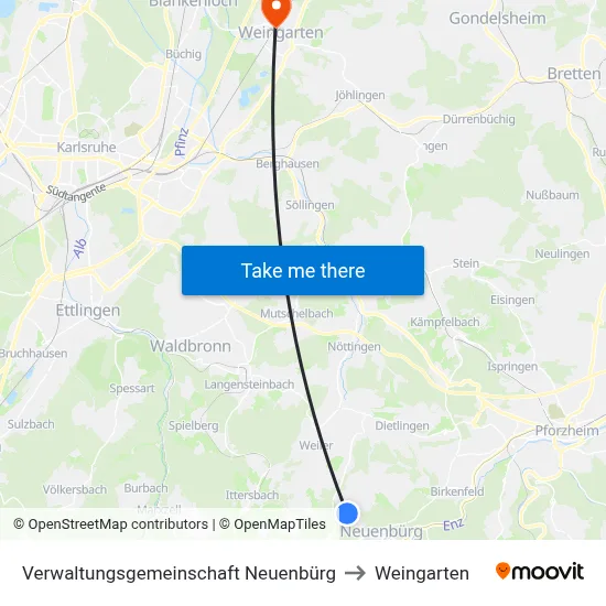 Verwaltungsgemeinschaft Neuenbürg to Weingarten map
