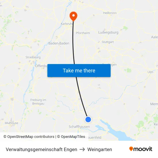 Verwaltungsgemeinschaft Engen to Weingarten map