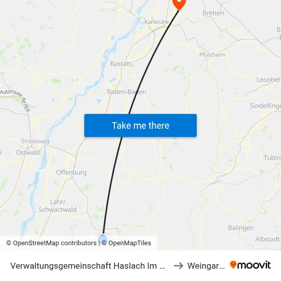 Verwaltungsgemeinschaft Haslach Im Kinzigtal to Weingarten map