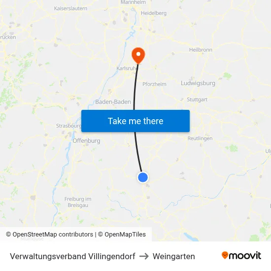 Verwaltungsverband Villingendorf to Weingarten map