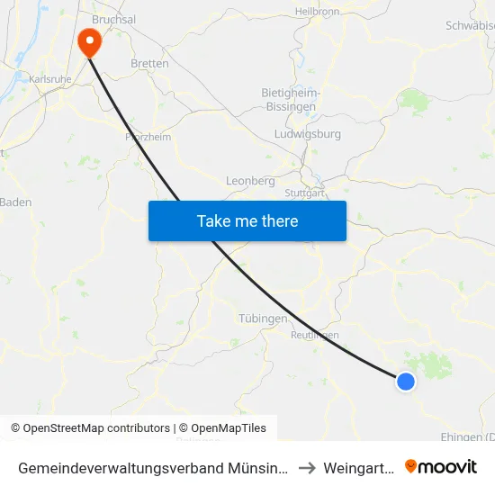 Gemeindeverwaltungsverband Münsingen to Weingarten map